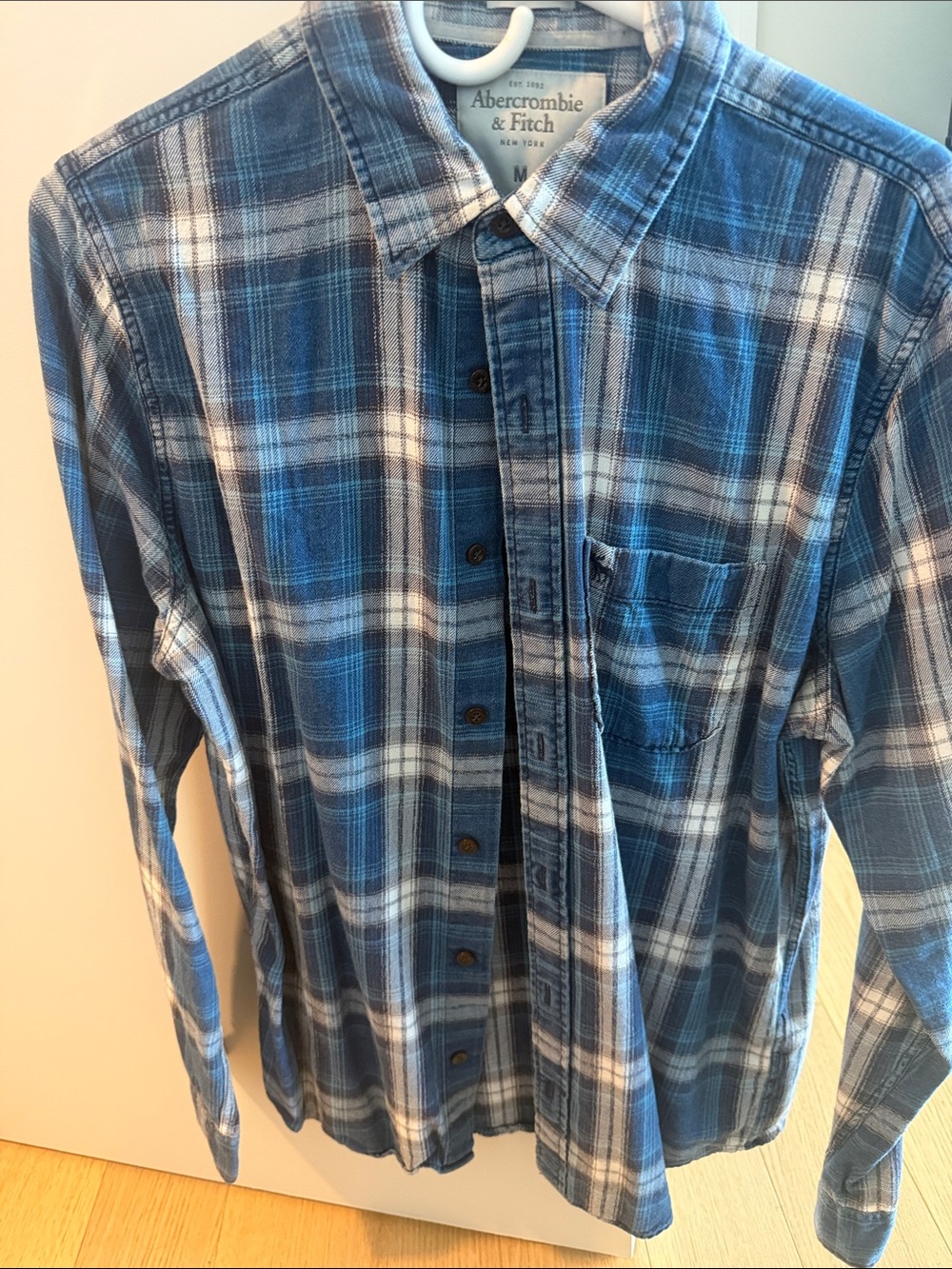 Abercrombie & Fitch Blue and White Plaid Button-Down Shirt